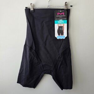 MAIDENFORM Sculpts High Waist Thigh Slimmer | Large | Black Shorts Shapewear NEW